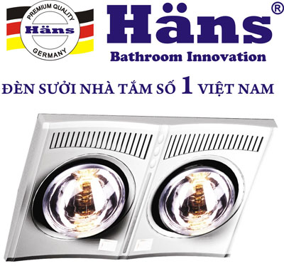 Đèn sưởi nhà tắm Hans 2 bóng