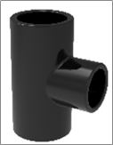 Tê thu PE hàn lồng màu đen, dn75X50