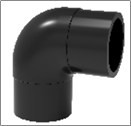 Cút hàn đối đầu (phụ kiện PE), SDR11(1.6MPa), màu đen, dn160