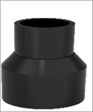 Côn thu PE đối đầu, SDR17, 1.0MPa, màu đen, dn400X250