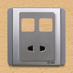 Ổ cắm đơn 2 chấu 16A với 2 lỗ màu xám bạc - S66GU/XX
