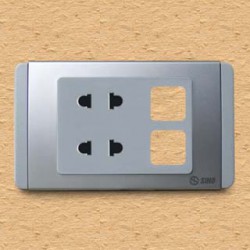 2 Ổ cắm 2 chấu 16A với 2 lỗ màu xám bạc - S68GU2/XX