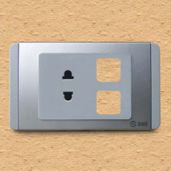 Ổ cắm đơn 2 chấu 16A với 2 lỗ màu xám bạc - S68GU/XX