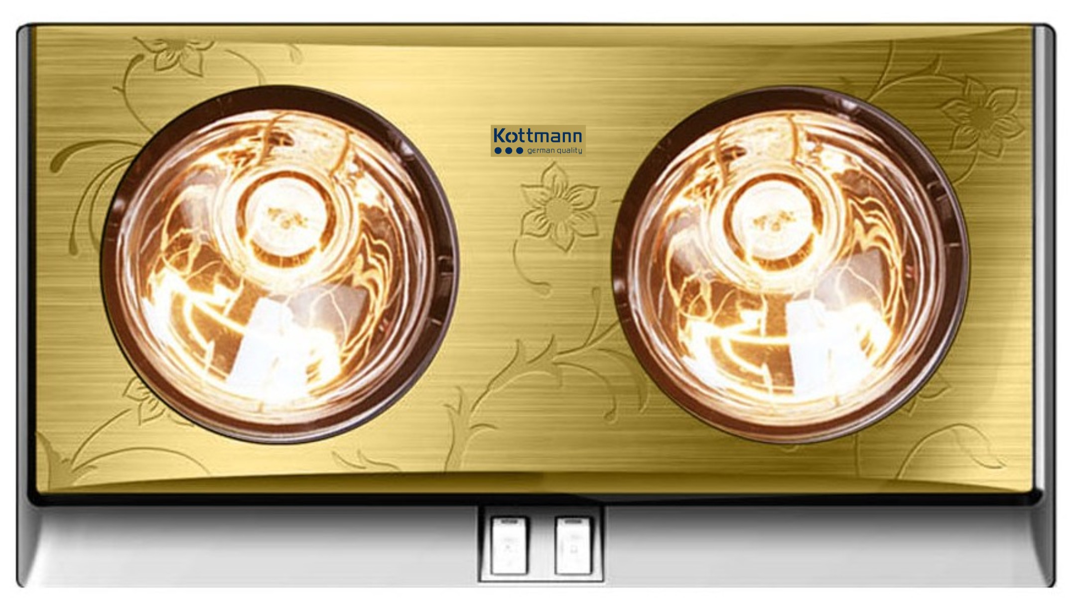 Đèn sưởi nhà tắm Kottmann 2 bóng dòng vàng (KOTT-GOLDEN) 550 W -  K2B-G